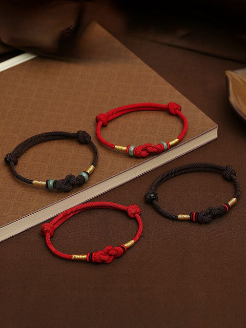 Bracelet tissé à la main en corde rouge, cadeaux pour couple pour hommes et femmes, année propice du serpent, nœud de diamant, corde à main en perles de jade m3331253.