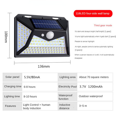 Nouvelles lampes de jardin solaires lampe à induction lampe murale domestique étanche lampe à LED très brillante m3330916