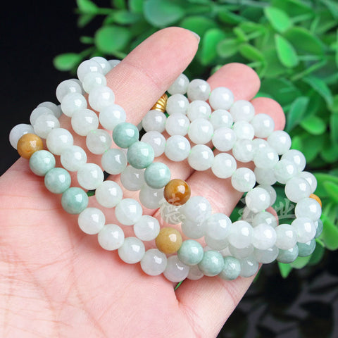Collier en jade A, collier en perles rondes en jadéite naturelle pour femme, 108 perles allongées m3331274 