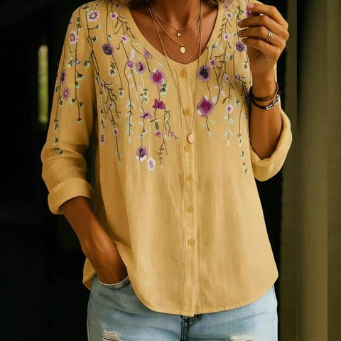Haut cardigan à boucle et manches longues pour femmes, imprimé floral numérique 3D m302703