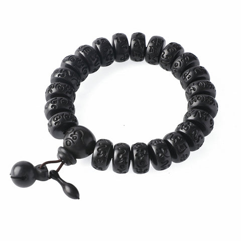 Bracelet de perles de Bouddha en jujube frappé par la foudre, bracelet Wenwan en bois gravé de perles de main de mantra à six caractères m3331239