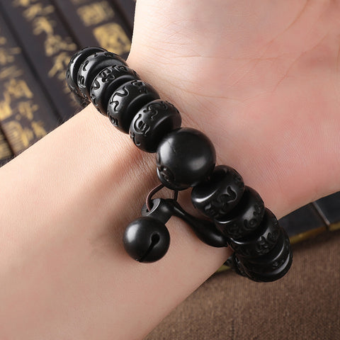 Bracelet de perles de Bouddha en jujube frappé par la foudre, bracelet Wenwan en bois gravé de perles de main de mantra à six caractères m3331239
