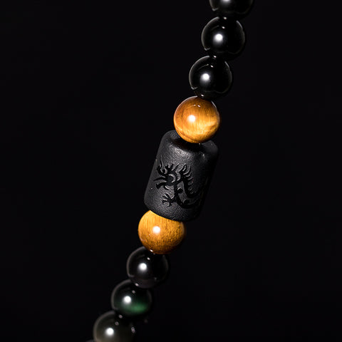 Bracelet et collier en obsidienne œil arc-en-ciel en cristal naturel, double usage, pour hommes et femmes, 108 perles de Bouddha, gourde de sécurité m3331308