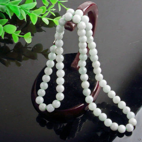 Collier en jade A, collier en perles rondes en jadéite naturelle pour femme, 108 perles allongées m3331274 