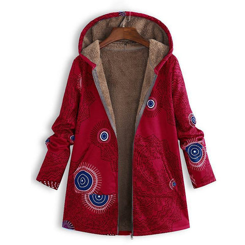 New women's clothing su leaf print hooded long-sleeved retro coat m301623