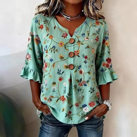 Haut cardigan à boucle et manches longues pour femmes, imprimé floral numérique 3D m302703