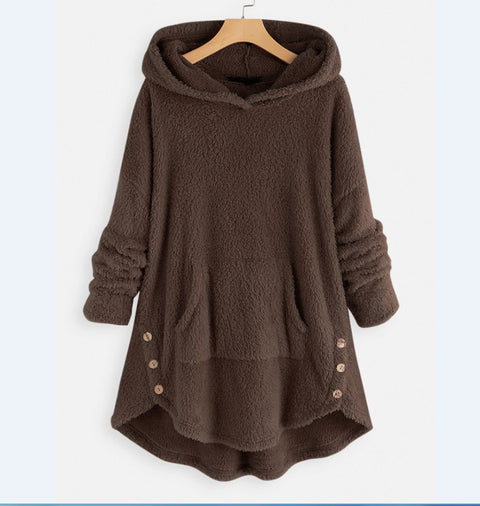 Pull à capuche manches longues en velours double face, taille moyenne et longue m300435 