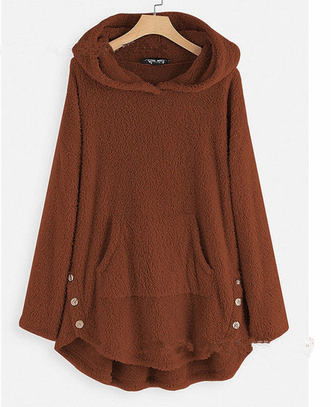 Pull à capuche manches longues en velours double face, taille moyenne et longue m300435 