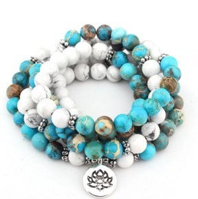 Bracelet Amazon 8 mm avec pendentif œil de Bouddha 108 lotus m3331231