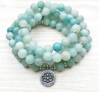 Bracelet Amazon 8 mm avec pendentif œil de Bouddha 108 lotus m3331231