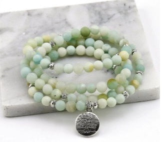 Bracelet Amazon 8 mm avec pendentif œil de Bouddha 108 lotus m3331231