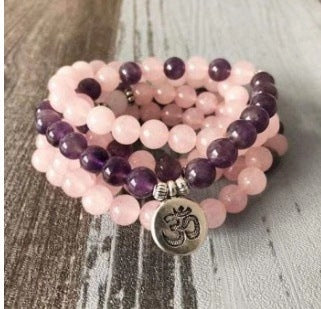 Bracelet Amazon 8 mm avec pendentif œil de Bouddha 108 lotus m3331231