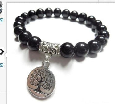 Bracelet Amazon 8 mm avec pendentif œil de Bouddha 108 lotus m3331231