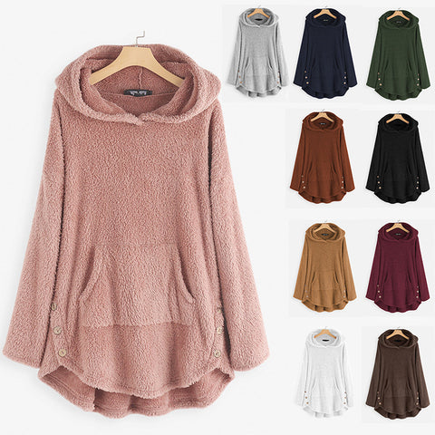 Pull à capuche manches longues en velours double face, taille moyenne et longue m300435 
