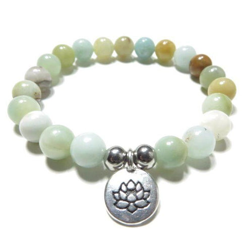 Bracelet Amazon 8 mm avec pendentif œil de Bouddha 108 lotus m3331231