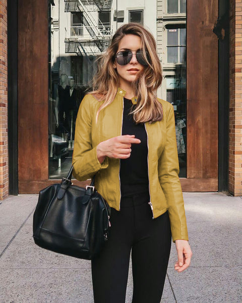 Autumn and winter women's fashion leather PU suit jacket m301933