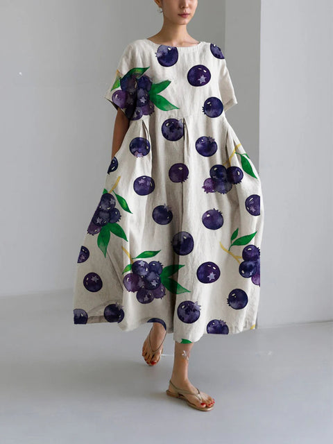 Robe ample à col ras du cou et manches courtes pour femme, haut de gamme, imprimée, m301052