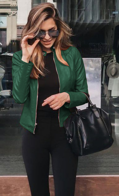 Autumn and winter women's fashion leather PU suit jacket m301933
