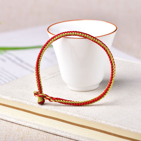 Bracelet en corde rouge pour l'année de la naissance, corde rouge tissée à la main à quatre côtés et huit brins de style ethnique m3331242
