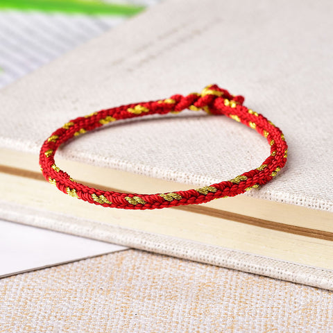 Bracelet en corde rouge pour l'année de la naissance, corde rouge tissée à la main à quatre côtés et huit brins de style ethnique m3331242