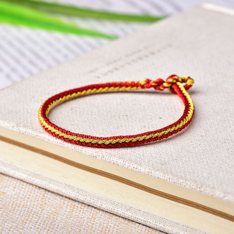 Bracelet en corde rouge pour l'année de la naissance, corde rouge tissée à la main à quatre côtés et huit brins de style ethnique m3331242