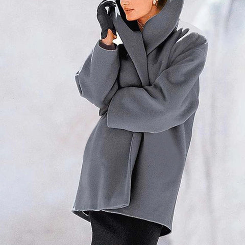Autumn and winter coat multi-color crew neck loose hooded coat woolen coat m300538