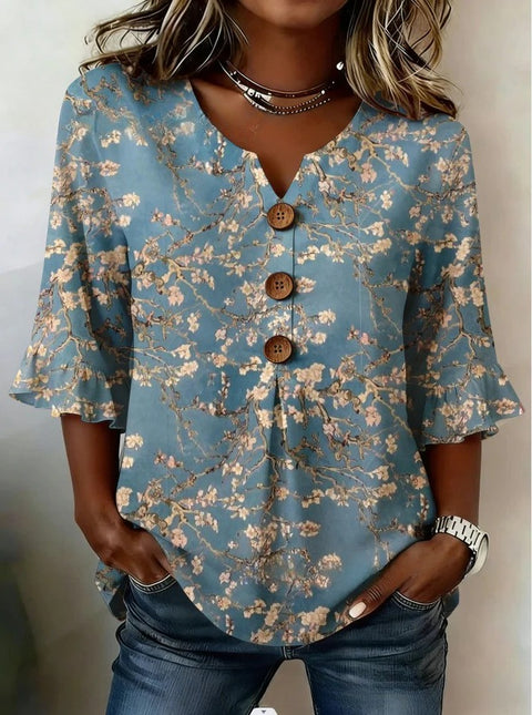 Haut cardigan à boucle et manches longues pour femmes, imprimé floral numérique 3D m302703