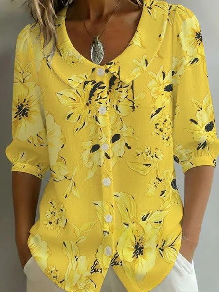 3D digital printing women's versatile flower spring and summer fashion shirt m302608