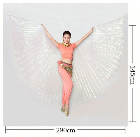 Robe de danse fendue à 360 degrés avec ailes dorées et argentées m33311027