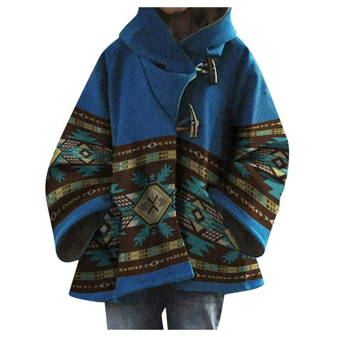 Neue lockere Wolljacke mit Retro-Print für Damen m300677 