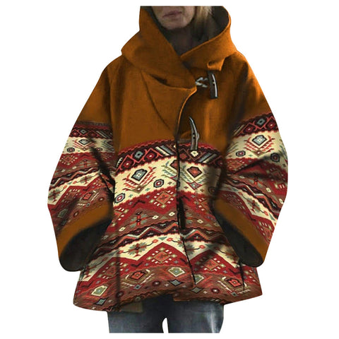 Neue lockere Wolljacke mit Retro-Print für Damen m300677 