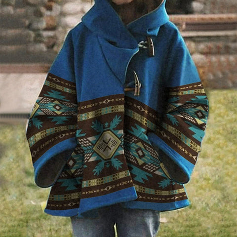 Neue lockere Wolljacke mit Retro-Print für Damen m300677 