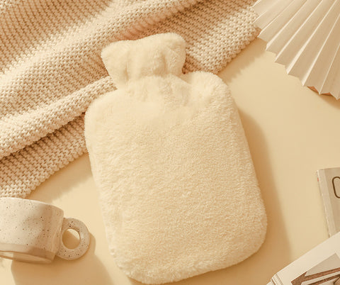 Bouillotte en poils de lapin synthétiques avec sac à eau chaude pour une chaleur durable Chauffe-mains en PVC m3330672 