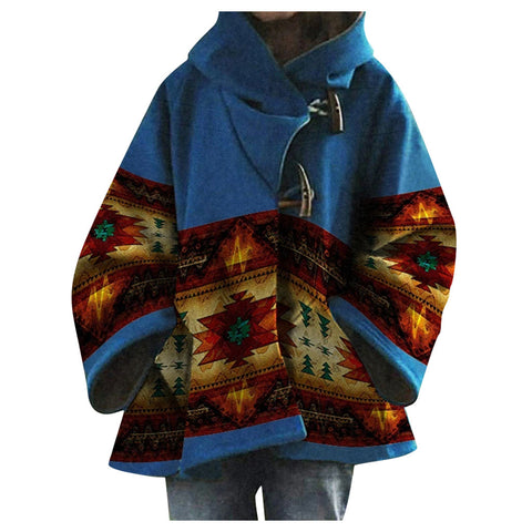 Neue lockere Wolljacke mit Retro-Print für Damen m300677 