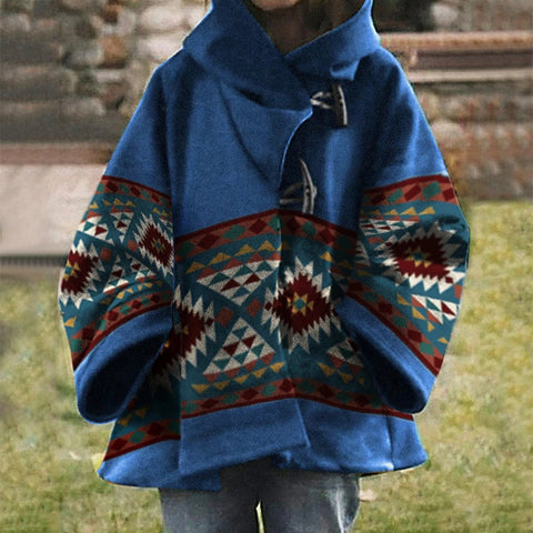 Neue lockere Wolljacke mit Retro-Print für Damen m300677 