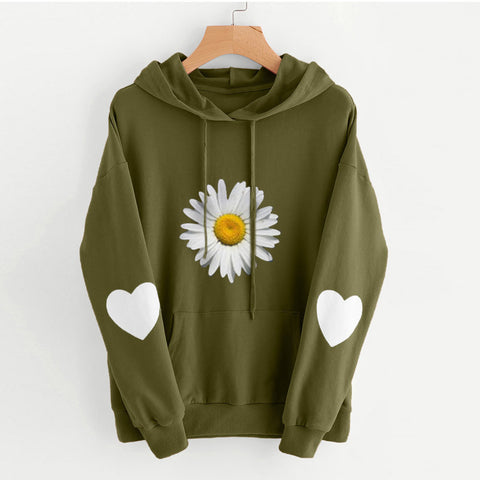 Sweat-shirt ample à capuche imprimé décontracté pour femme M300224 