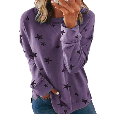 Lockerer, großformatiger, langärmeliger T-Shirt-Pullover mit Aufdruck m300593 