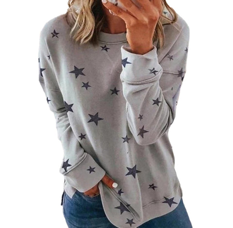 Lockerer, großformatiger, langärmeliger T-Shirt-Pullover mit Aufdruck m300593 