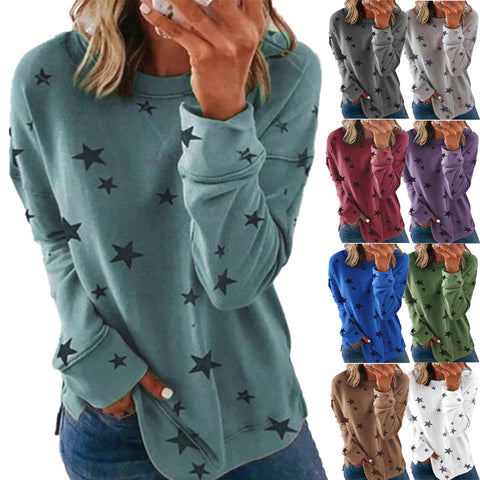 Lockerer, großformatiger, langärmeliger T-Shirt-Pullover mit Aufdruck m300593 