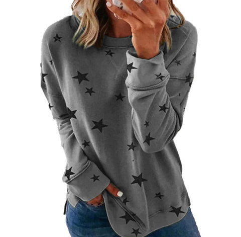 Lockerer, großformatiger, langärmeliger T-Shirt-Pullover mit Aufdruck m300593 