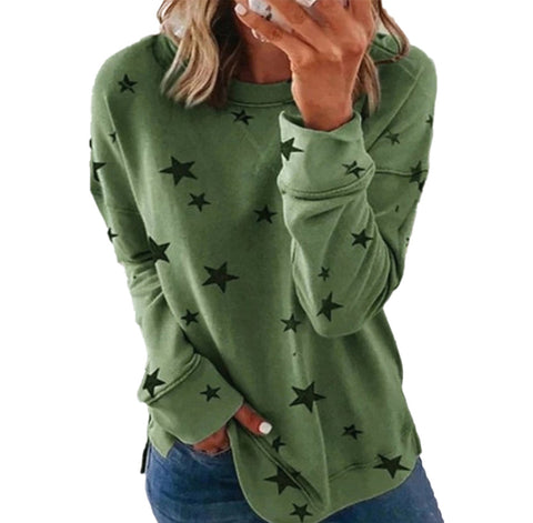 Lockerer, großformatiger, langärmeliger T-Shirt-Pullover mit Aufdruck m300593 