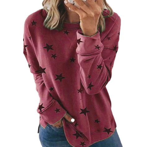 Lockerer, großformatiger, langärmeliger T-Shirt-Pullover mit Aufdruck m300593 