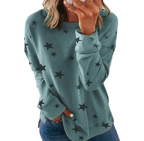 Lockerer, großformatiger, langärmeliger T-Shirt-Pullover mit Aufdruck m300593 