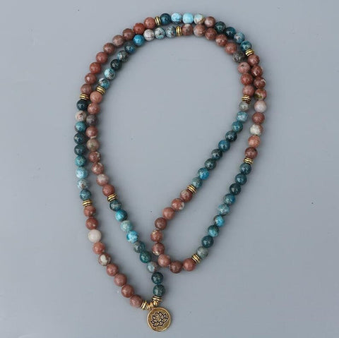 Bracelet Amazon 8 mm avec pendentif œil de Bouddha 108 lotus m3331231