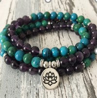 Bracelet Amazon 8 mm avec pendentif œil de Bouddha 108 lotus m3331231