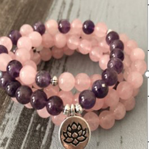 Bracelet Amazon 8 mm avec pendentif œil de Bouddha 108 lotus m3331231
