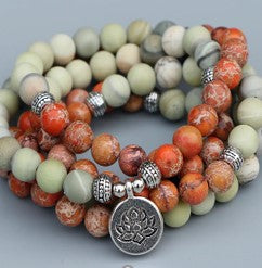 Bracelet Amazon 8 mm avec pendentif œil de Bouddha 108 lotus m3331231