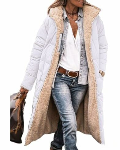 Solid color hooded cotton clothes long sleeves double-sided wear slim temperament cardigan jacket top m300612