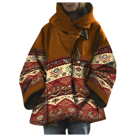 Neue lockere Wolljacke mit Retro-Print für Damen m300677 