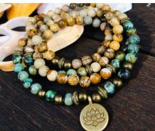 Bracelet Amazon 8 mm avec pendentif œil de Bouddha 108 lotus m3331231